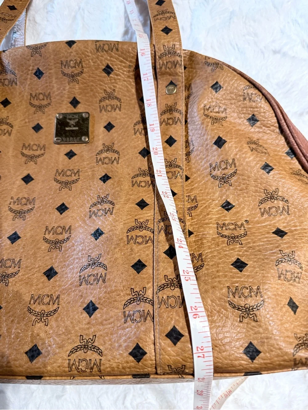 MCM Cognac Visetos Dome Shoulder Bag